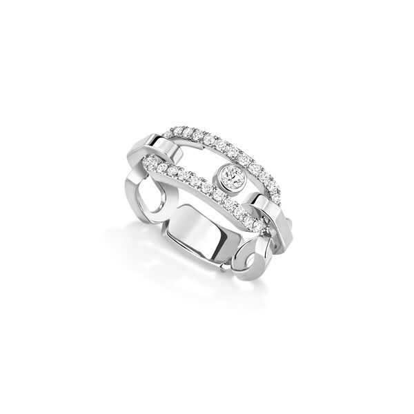 Move Link White Gold and Diamond Pav&eacute; Ring